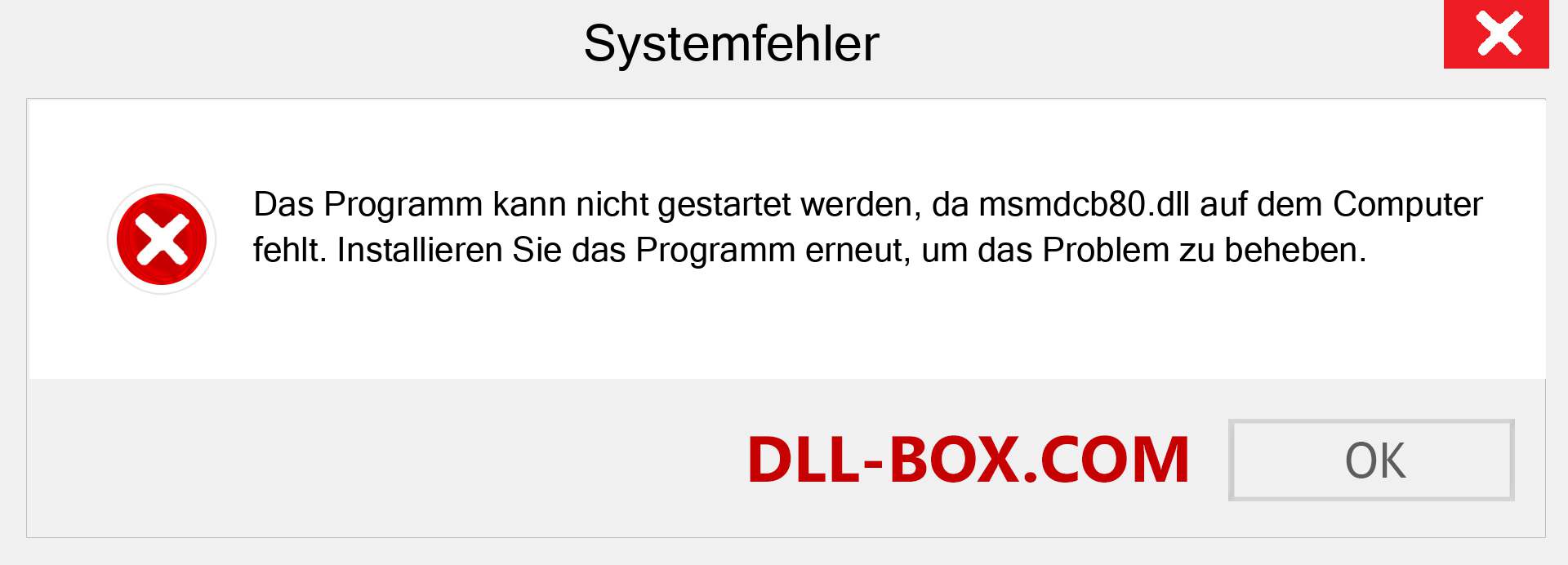 msmdcb80.dll-Datei fehlt?. Download für Windows 7, 8, 10 - Fix msmdcb80 dll Missing Error unter Windows, Fotos, Bildern