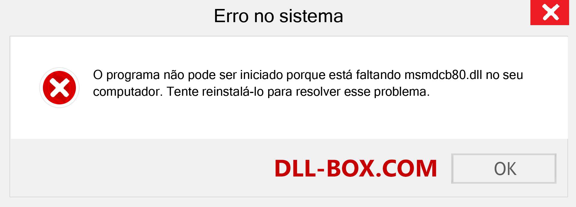 Arquivo msmdcb80.dll ausente ?. Download para Windows 7, 8, 10 - Correção de erro ausente msmdcb80 dll no Windows, fotos, imagens